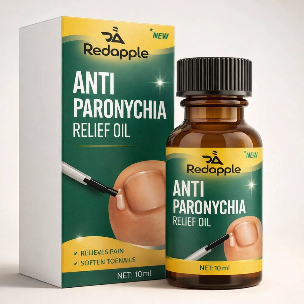 Anti paronychia relief oil on clean light studio background