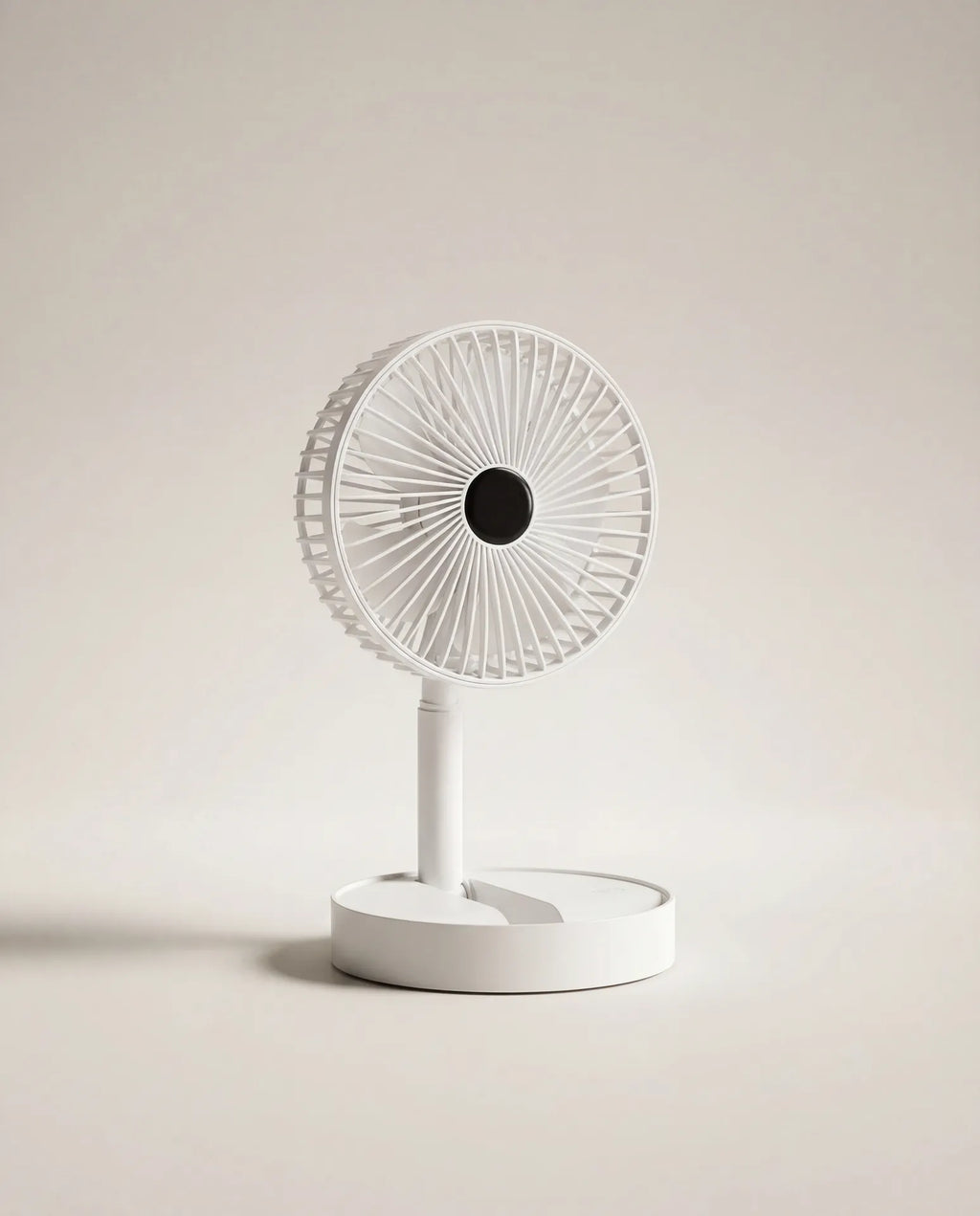 Rechargeable table fan on clean light studio background