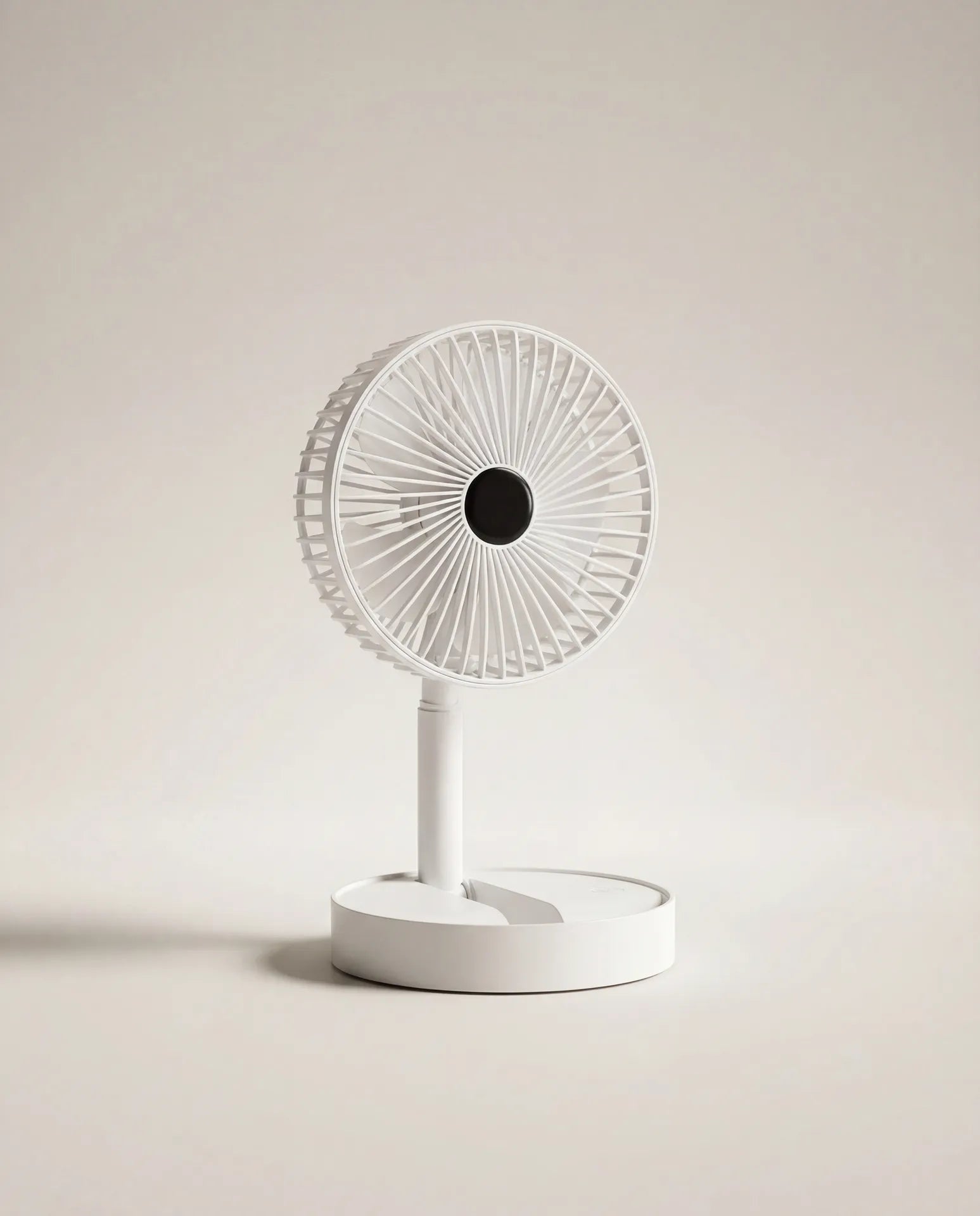 Rechargeable table fan on clean light studio background