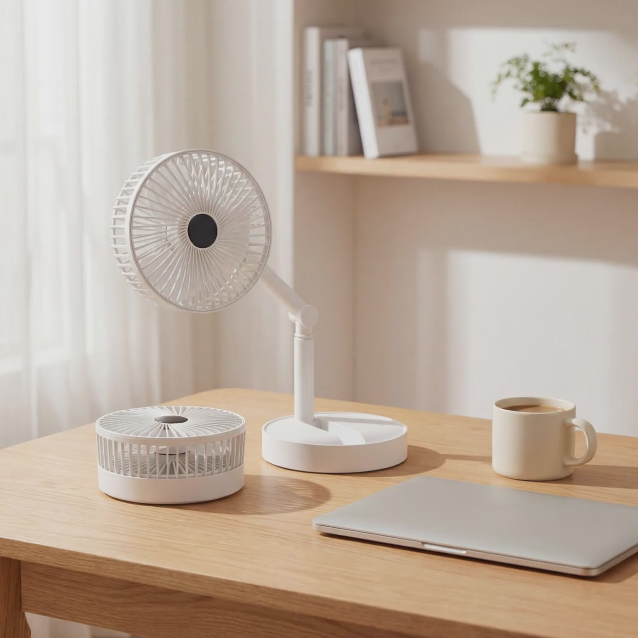 Rechargeable table fan lifestyle demo video on desk